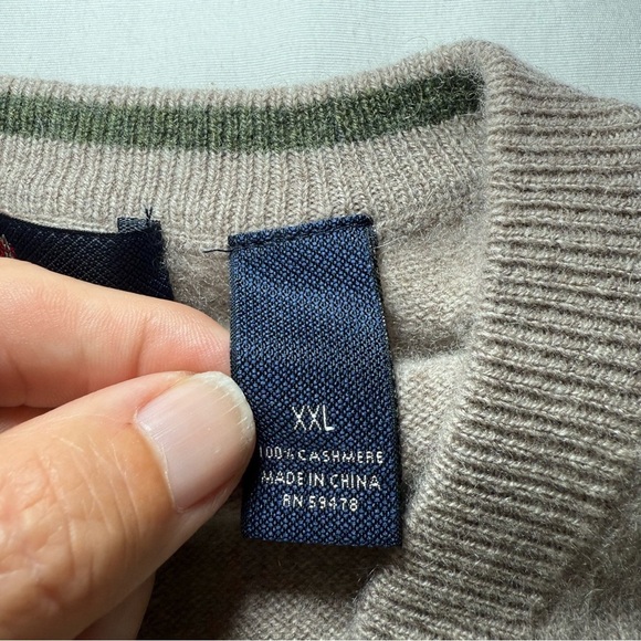 Allen Solly Sweater XXLarge Cashmere V Neck Pullover Tan knit 100% cashmere - Picture 4 of 7